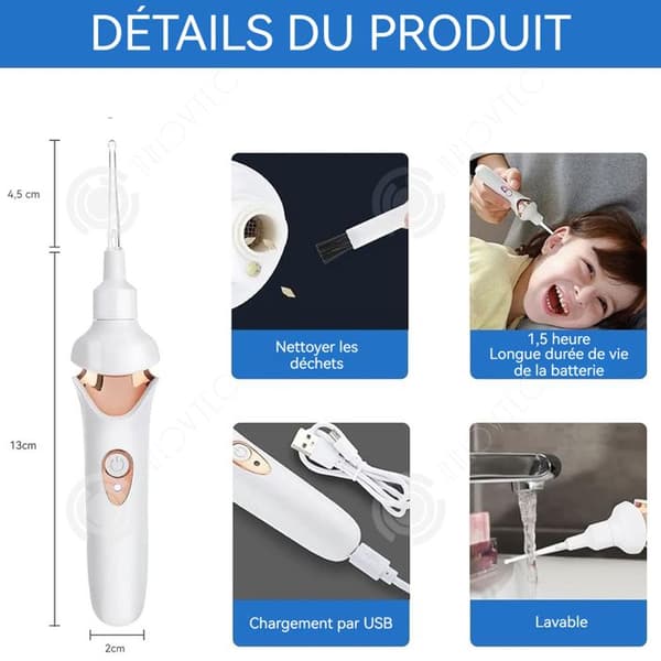INN Electric Ear Scoop med LED Light Ear Cleaner Remover Mjukt smärtfritt öronvax för barn och vuxna