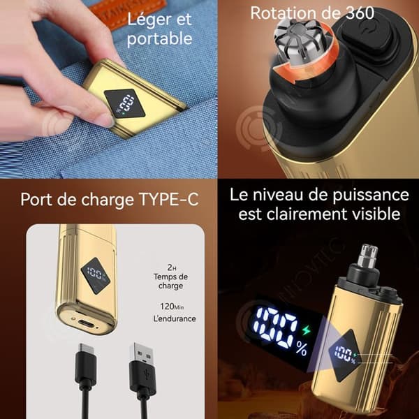 INN Näshårstrimmer 150mAH 8500 varv/min Mini portabel näshårstrimmer Digital visning Lätt att demontera för rengöring