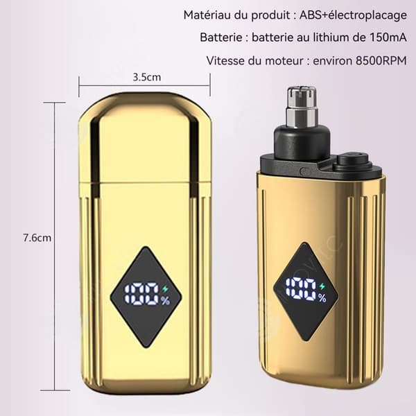 INN Näshårstrimmer 150mAH 8500 varv/min Mini portabel näshårstrimmer Digital visning Lätt att demontera för rengöring