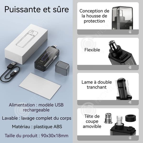 INN Tondeuse Näsa 90x30x18mm 2w Tvättbar Bärbar Trådlös Elektrisk Tondeuse Långvarig för Näshår Smärtfri Rakning