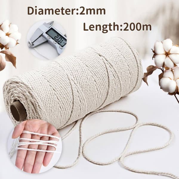 Distributör av bomull - bomullspinne disko Aiqinu - Flätad rep-2mm*200m-Beige