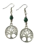 Pikkukuva 2 / 2: Earrings/Korvakorut - Tree of Life - Malachite/Malakiitti