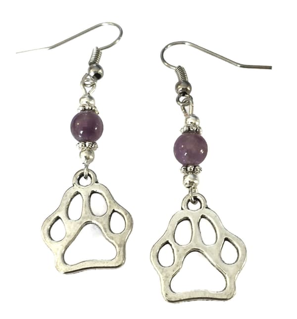 Earrings/Korvakorut - Paw/Tassu with Amethyst/Ametisti
