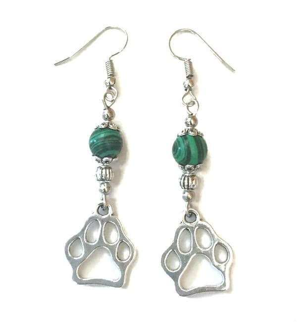 Earrings/Korvakorut - Paw/Tassu - Malachite/Malakiitti