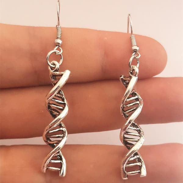 Örhängen DNA Spiral Molekyl Kemi XL Rostfri krok