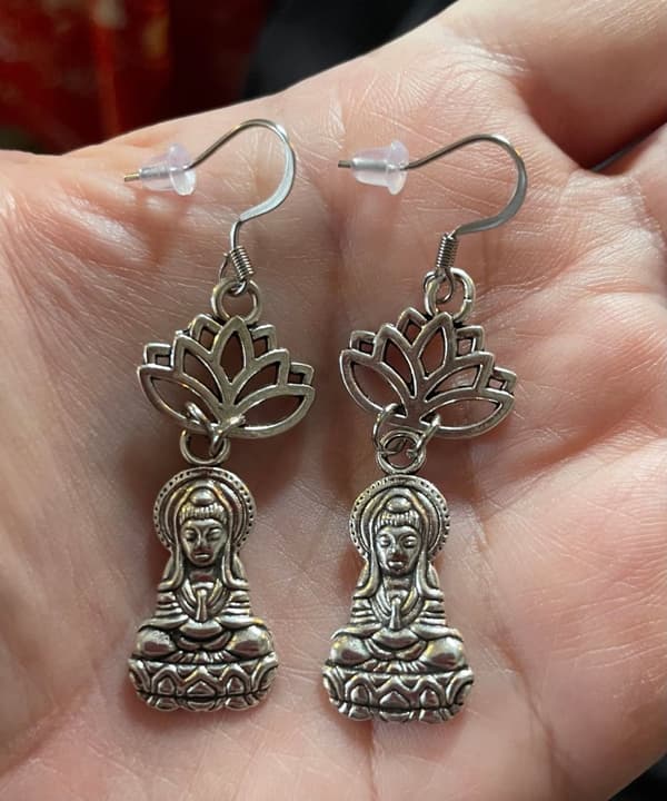 Earrings - Buddha - Lotus Flower