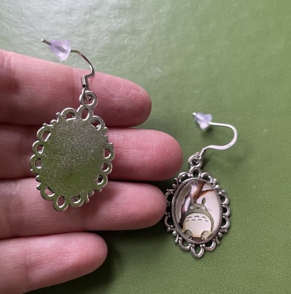 Earrings - Totoro - Cabochon - Silver