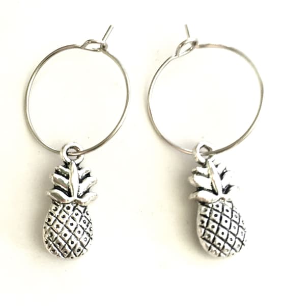 Earrings - Creoles - Pineapple - 2 or 3 cm rings