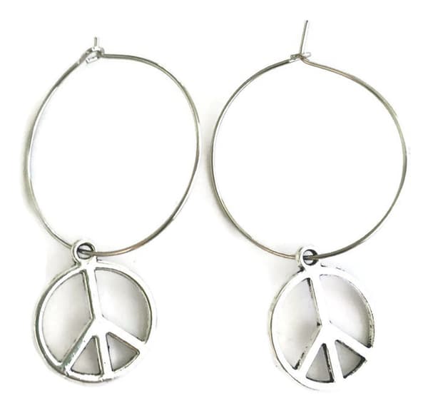 Earrings - Creoles - Peace - 2 or 3 cm rings