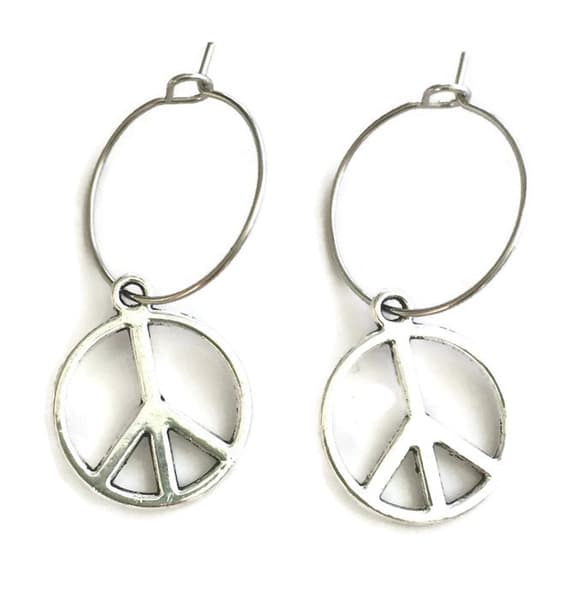 Earrings - Creoles - Peace - 2 or 3 cm rings
