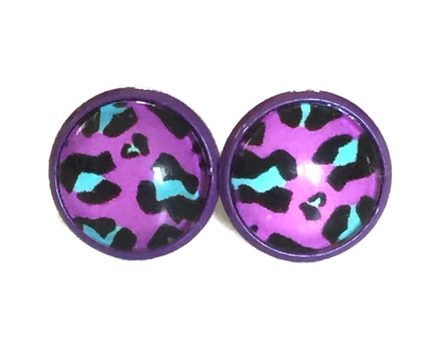 Earrings - Leopard - Purple/Pink - Studs