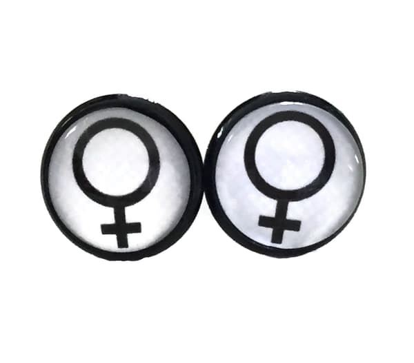 Örhängen Feminist SVART/Vit Venus Kvinnosymbol Feminism