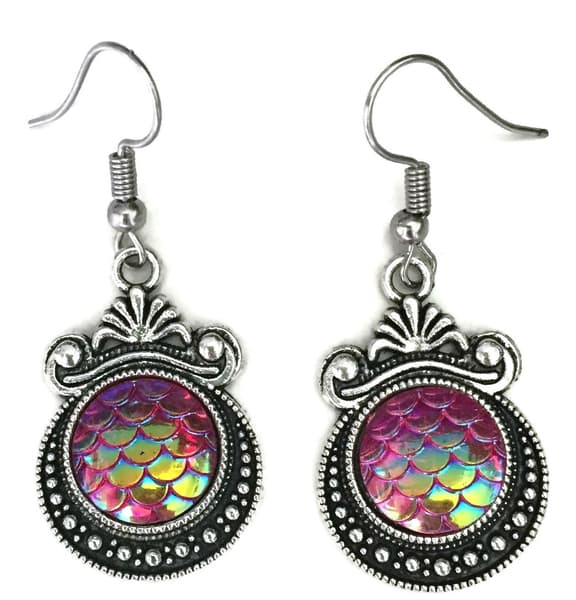 Earrings - Scale - Dragon - Cerise/Red