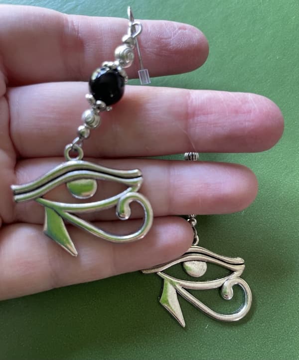 Earrings - Eye of Ra - Horus - Udjat - Onyx