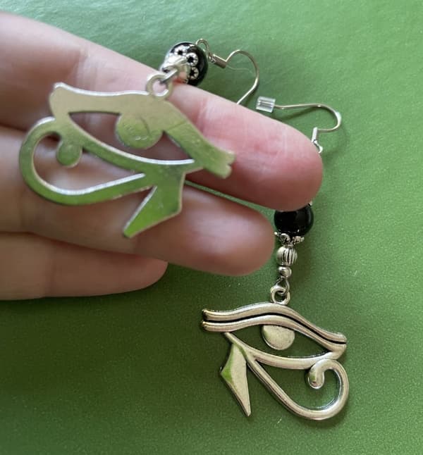 Earrings - Eye of Ra - Horus - Udjat - Onyx