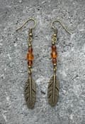 Pikkukuva 2 / 2: Earrings - Feathers - Beads - Bronze