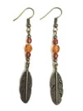 Pikkukuva 1 / 2: Earrings - Feathers - Beads - Bronze