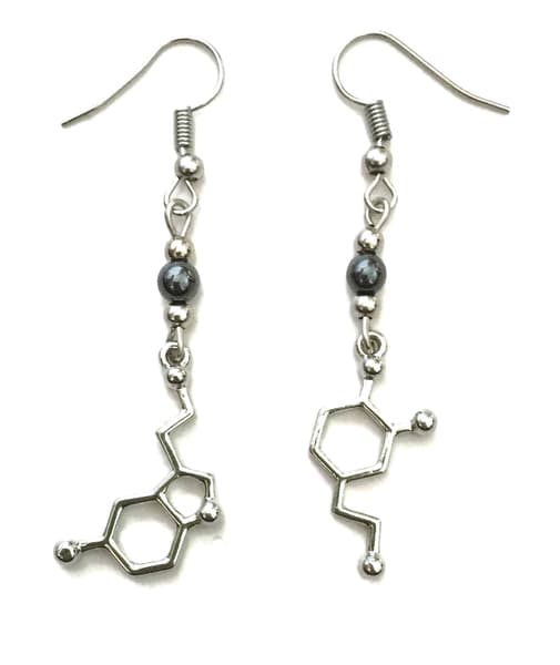 Earrings - Dopamine - Serotonin - Hematite - Asymmetrical