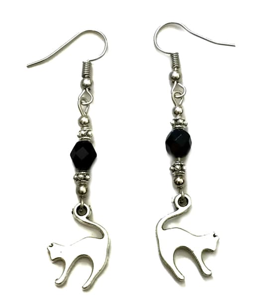 Earrings - Cat - Bead - Black