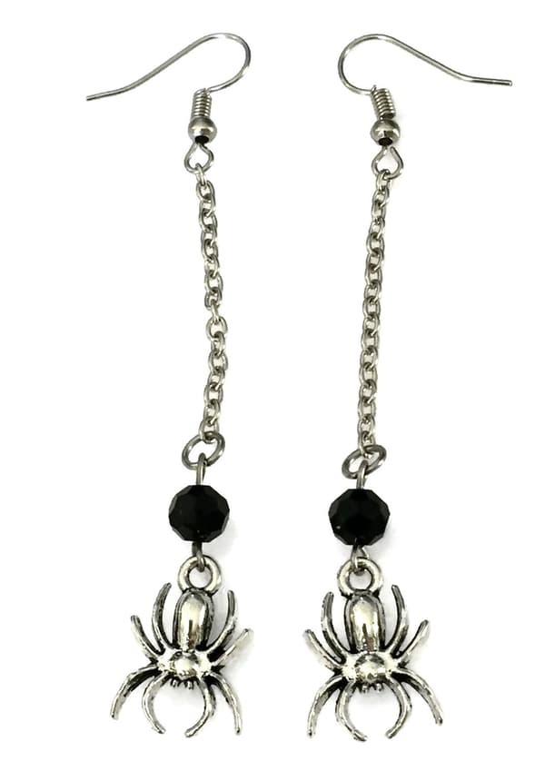 Earrings - Spider - Bead - Chain