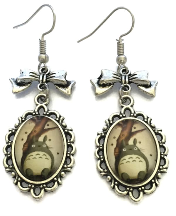 Earrings - Bow - Totoro - Silver
