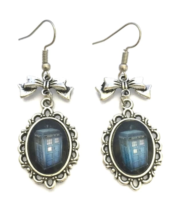 Örhängen Doctor Who Tardis Rosett Silver/Blå Police Box