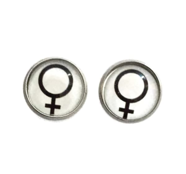 Earrings - Female Symbol - Venus - Black/Silver - Studs