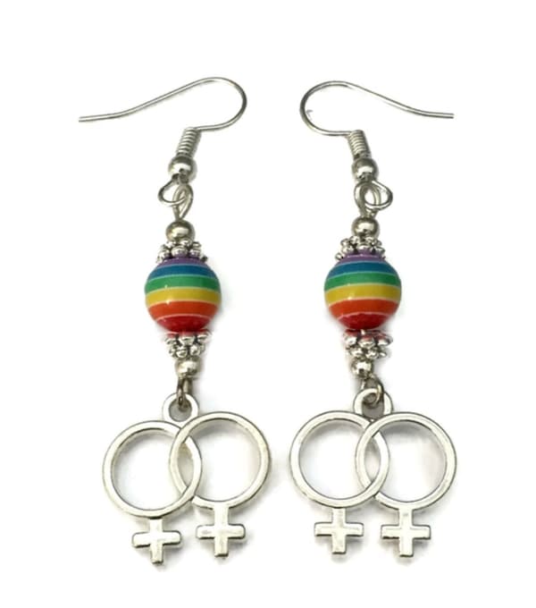 Örhängen Pride Dubbel kvinnosymbol Gay Regnbågssmycke