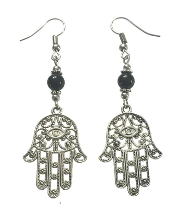 Örhängen Hamsa Fatimas ONYX Hand Beskydd Symbol