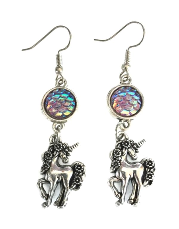Örhängen Enhörning Lila Unicorn Sagoväsen Fjäll Scale