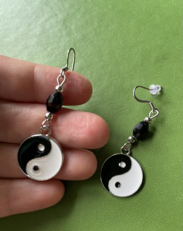 Earrings - YinYang - Bead - Black