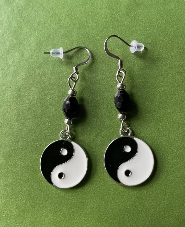 Earrings - YinYang - Bead - Black