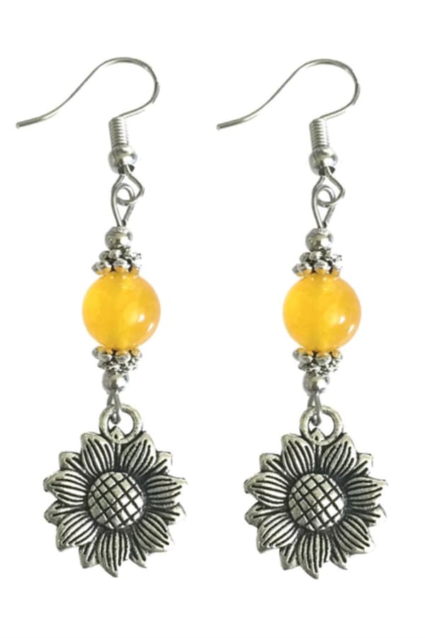 Earrings - Sunflower - Agate - Yellow