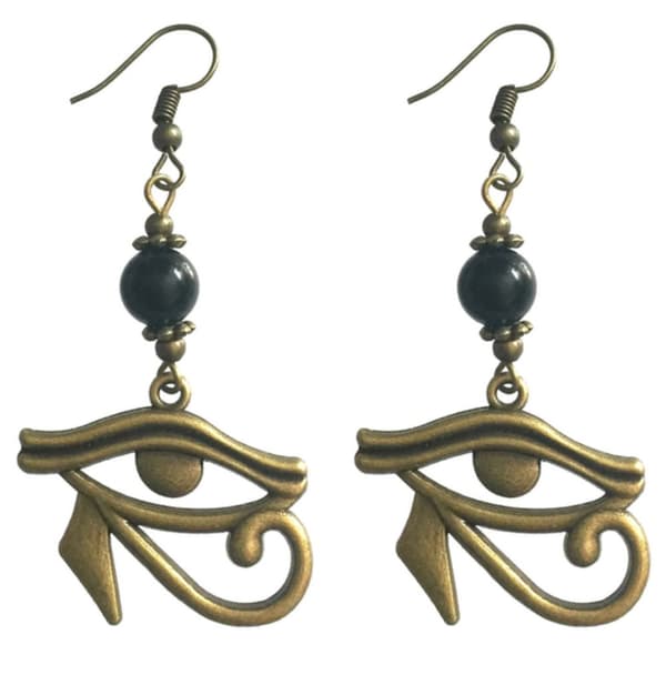 Earrings - Eye of Ra - Horus - Udjat - Onyx