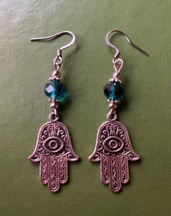 Örhängen Hamsa Fatimas Hand Turkos Judisk Symbol Muslim