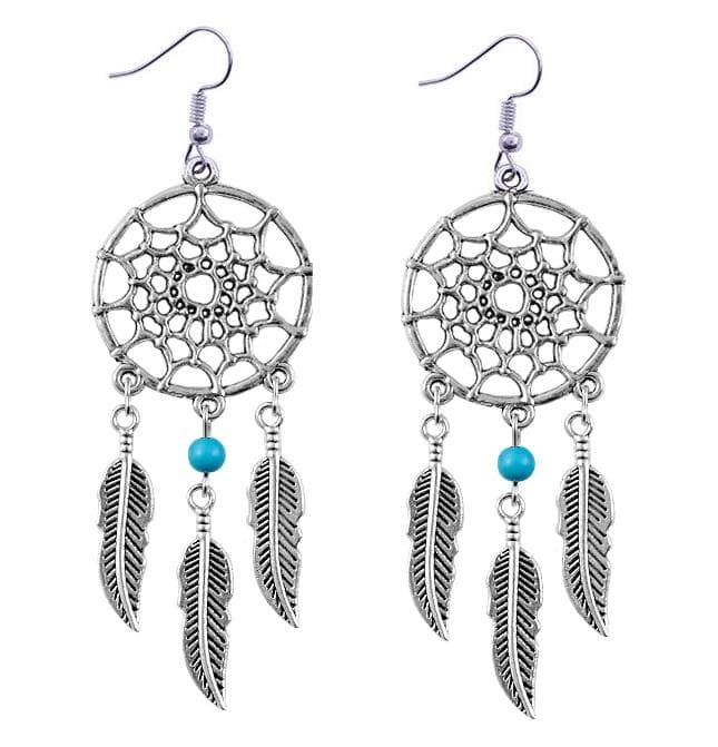 Örhängen Drömfångare Mandala Turkos Boho Hippie