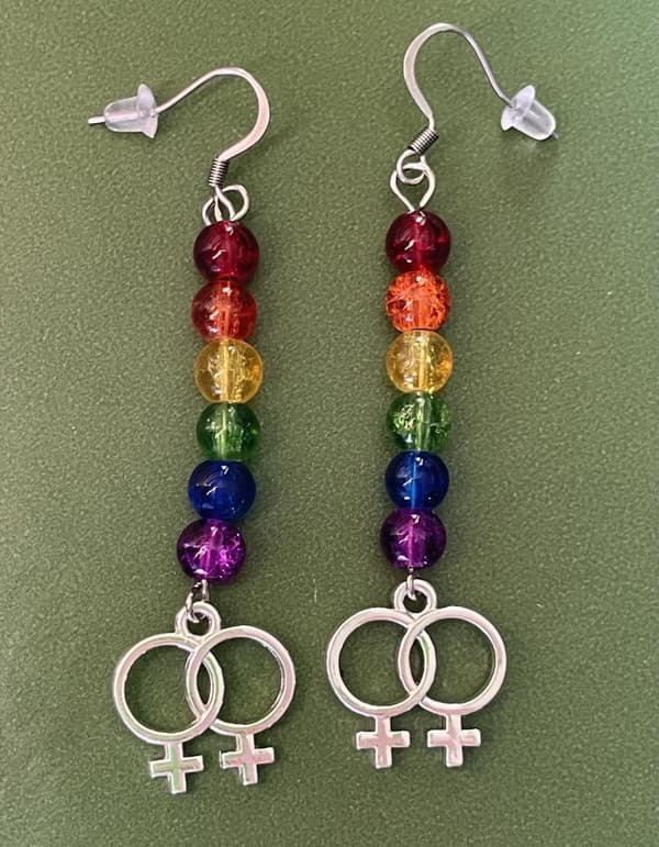 Earrings - Double Female Symbol - Pride - Beads