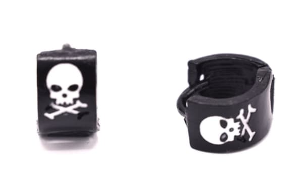 Skull sorte runde øreringe