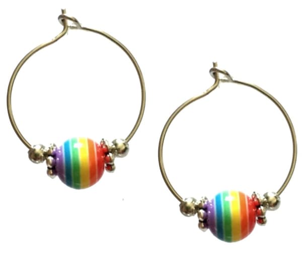 Earrings - Creoles - Bead - LGBT - Rainbow