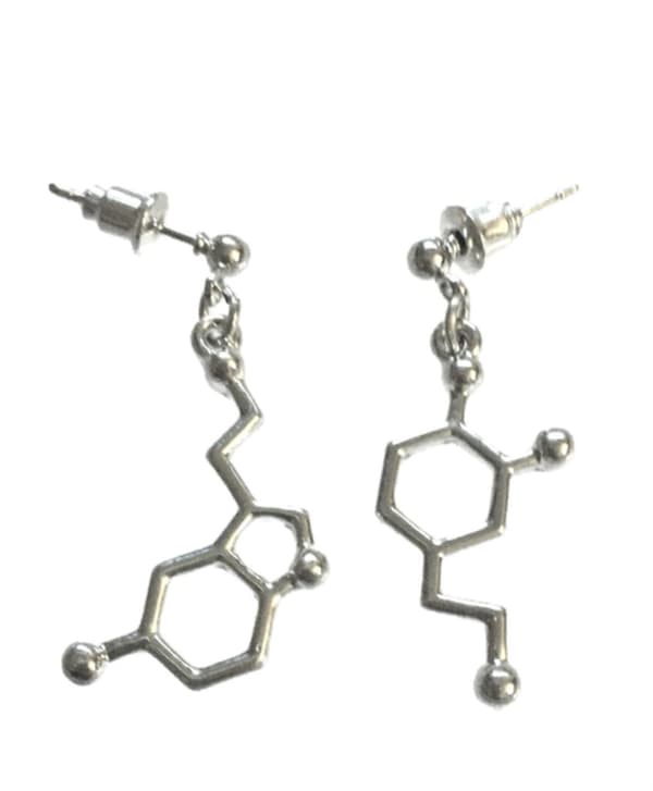 Örhängen Serotonin Dopamin Asymmetriska Stift Stud Molekyl