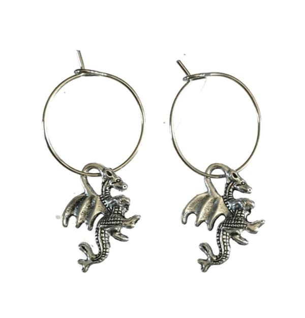 Earrings - Creoles - Dragon - Silver