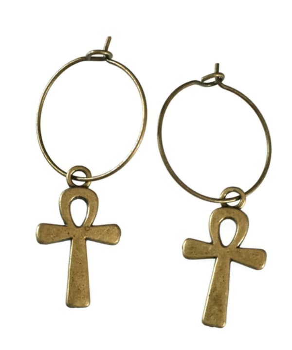 Örhängen Creoler Ankh Bronsfärgad metall Symbol Hoops