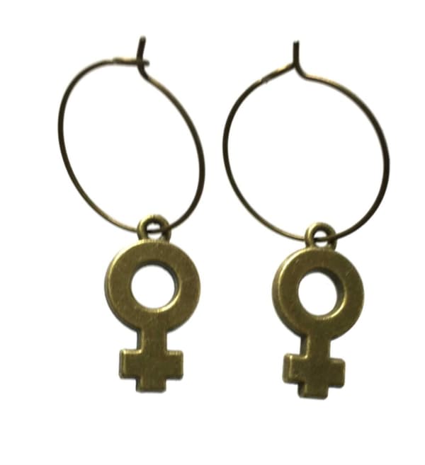 Earrings - Creoles - Female Symbol - Venus - Bronze