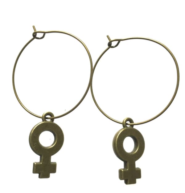 Earrings - Creoles - Female Symbol - Venus - Bronze
