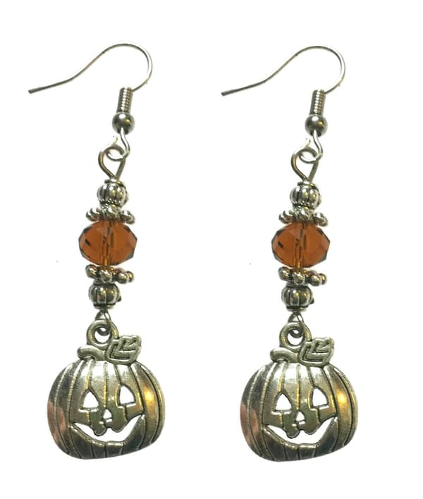 Earrings - Pumpkin - Bead - Amber - Silver