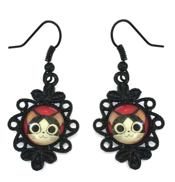 Earrings - Cat - Red/Black