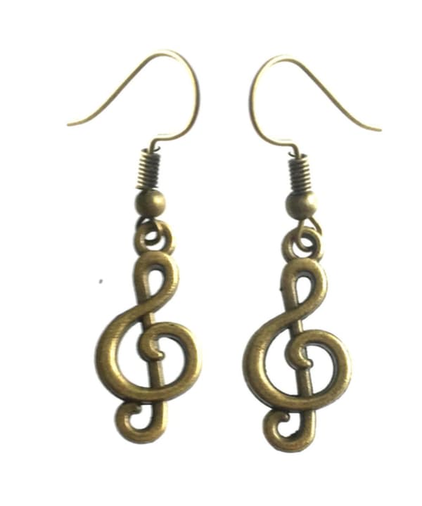 Earrings - G-clef - Bronze