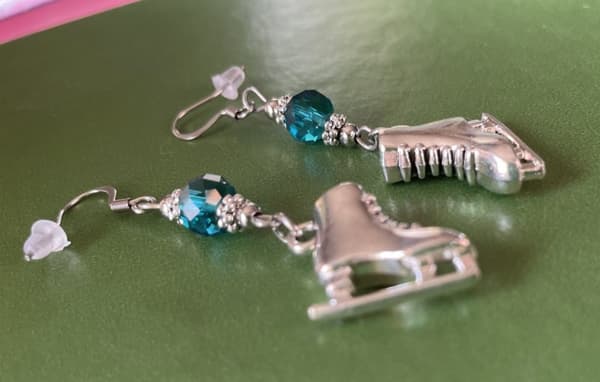Earrings - Ice Skates - Bead - Blue
