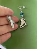 Miniatyrbillede 4 af 4: Earrings - Ice Skates - Bead - Blue
