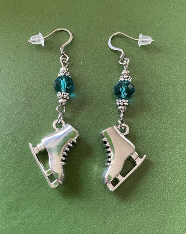 Earrings - Ice Skates - Bead - Blue